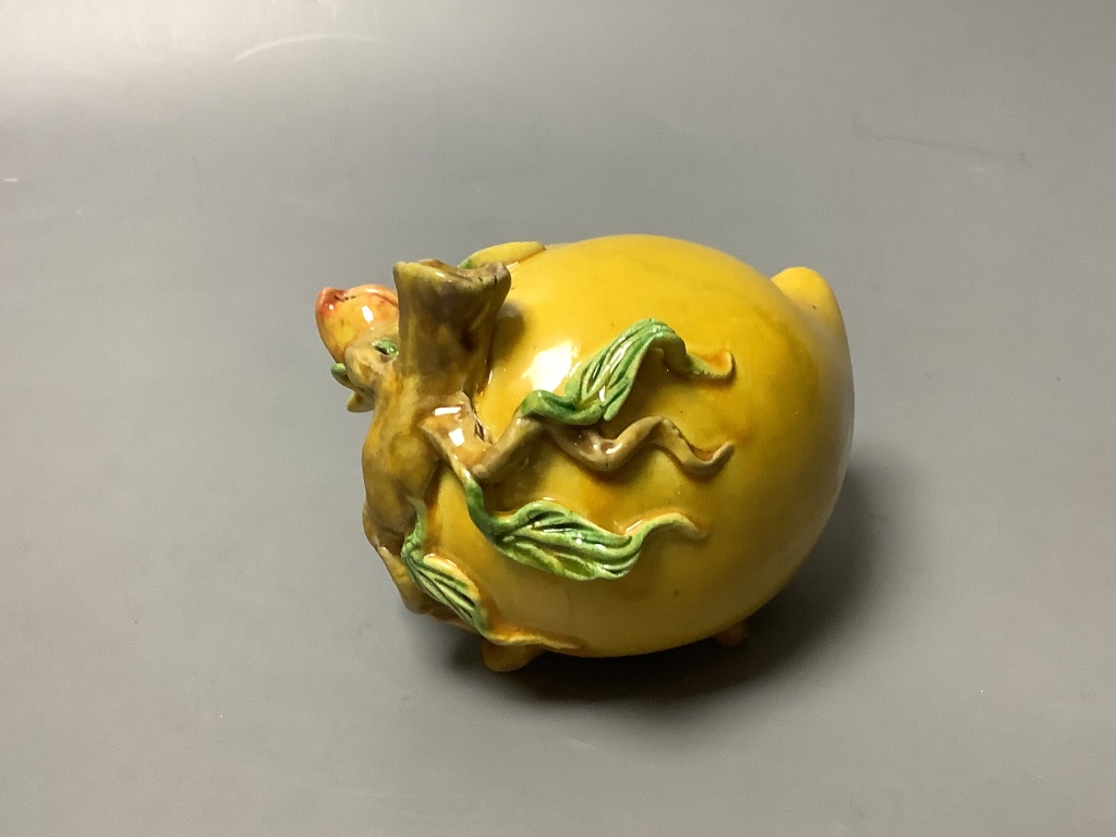 A Chinese 'peach' porcelain water dropper, length 10cm